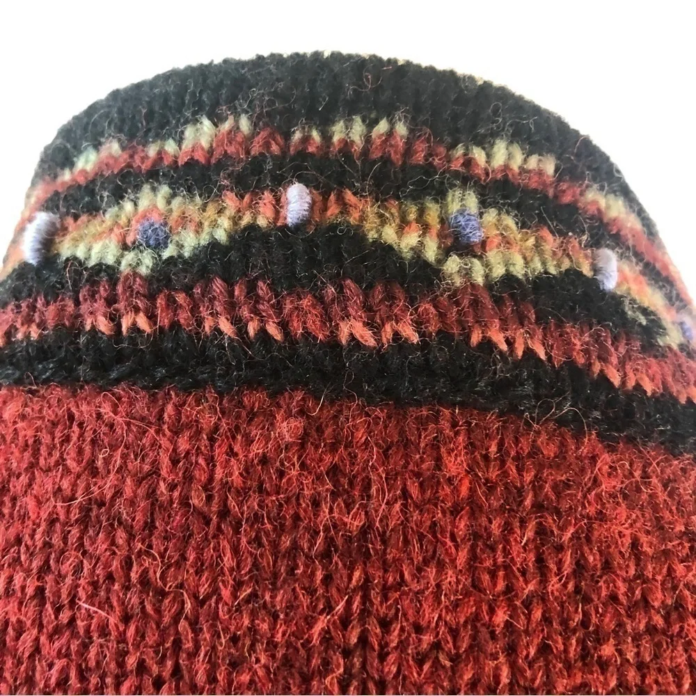 Icelandic Design Wool Zip Cardigan Women L Red and Embroidery Accents - Picture 6 of 11